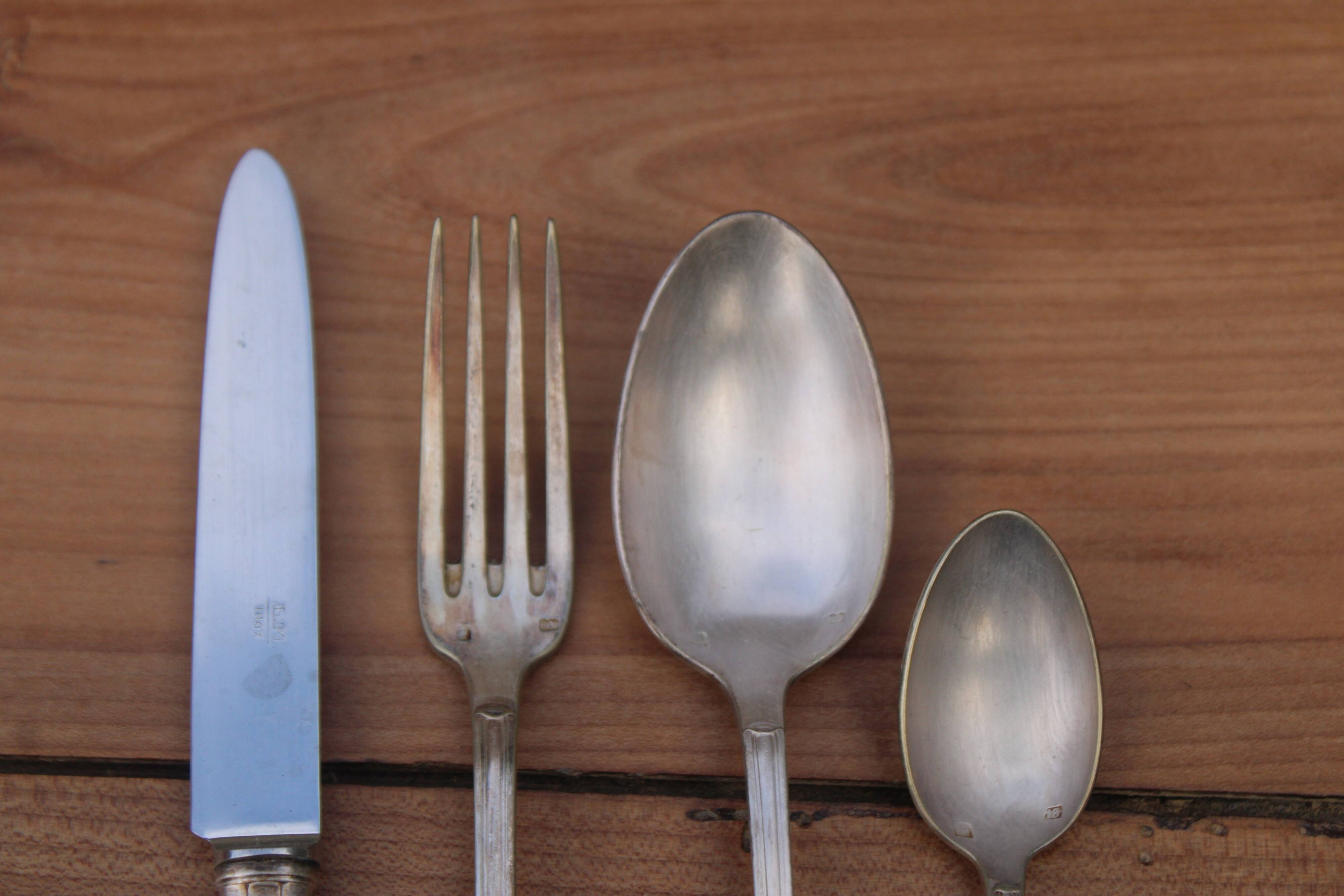 Vintage 4-piece silver-plated metal box set – shell motif – 18 g silver plating