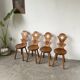 Set of 4 Savoyard pine chairs from the 60s