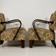 Pair of Art Deco Bentwood Armchairs with Original Floral Upholstery,  1930s