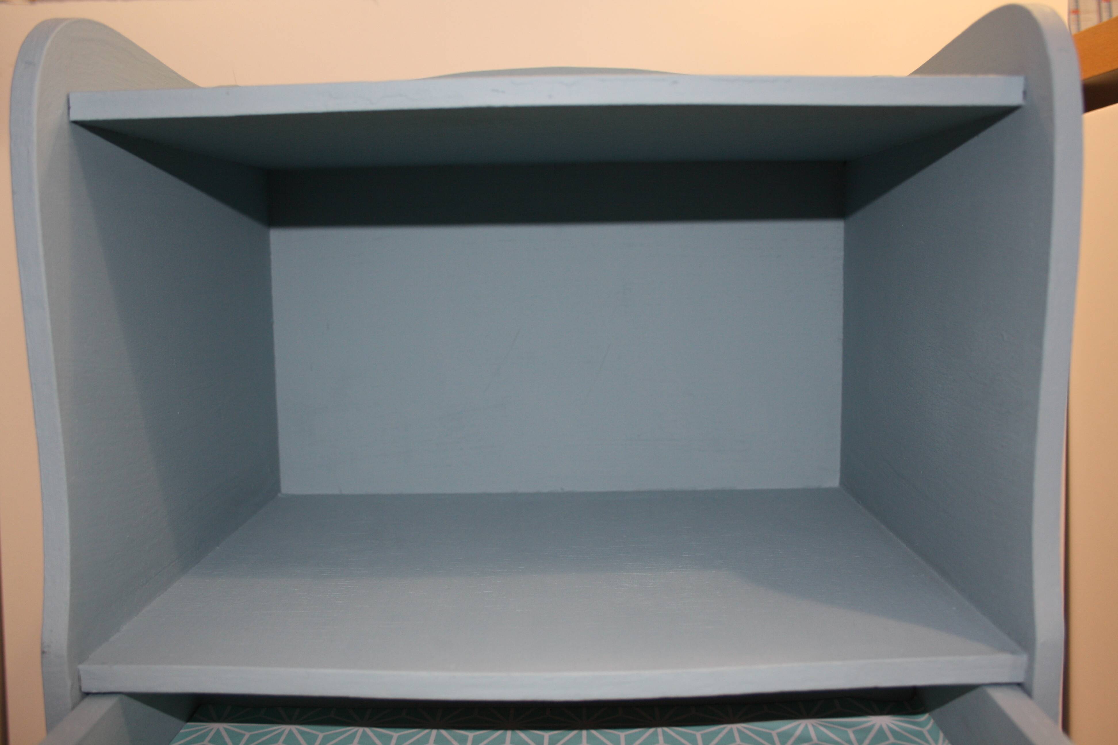 Classic blue bedside table with one drawer