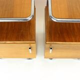 Set Of 2 Bedside Tables In Chrome & Walnut, Vichr & Spol, Czechoslovakia 19