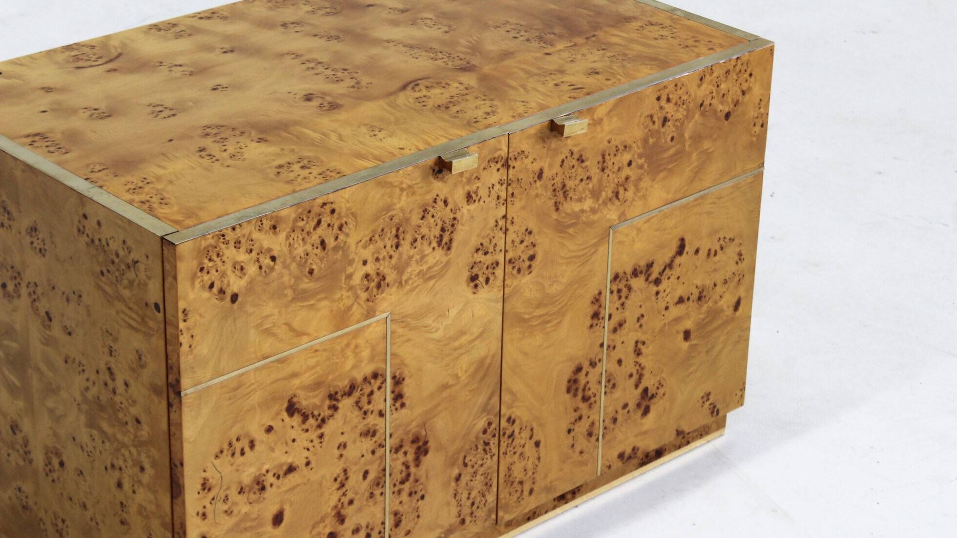 Vintage burl wood sideboard 1970s Italy