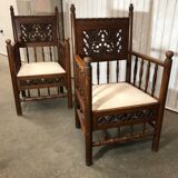 2 armchairs old Gothic style