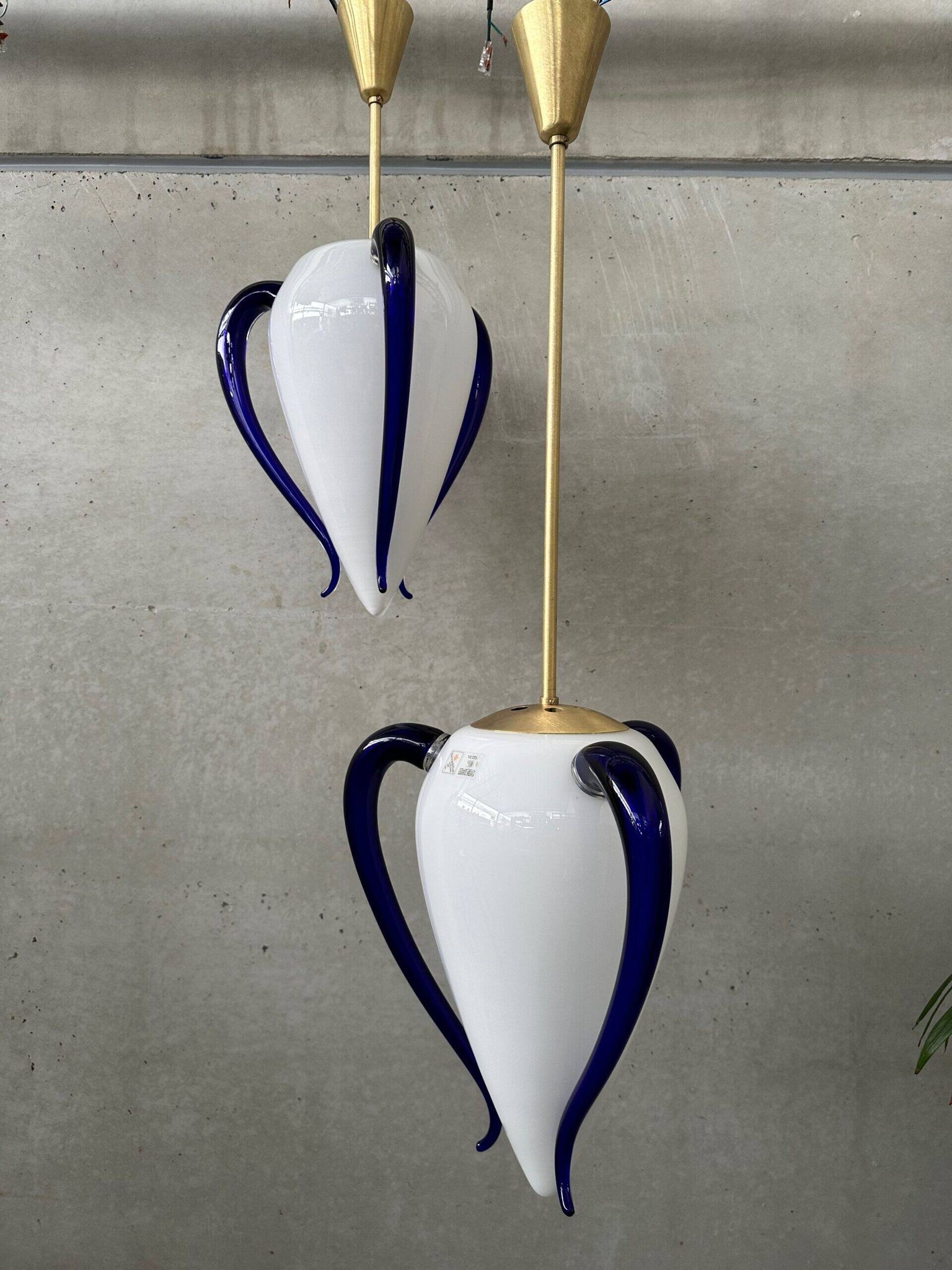 2x vintage 'Venexiana' pendant lamp – Barovier & Toso – Murano