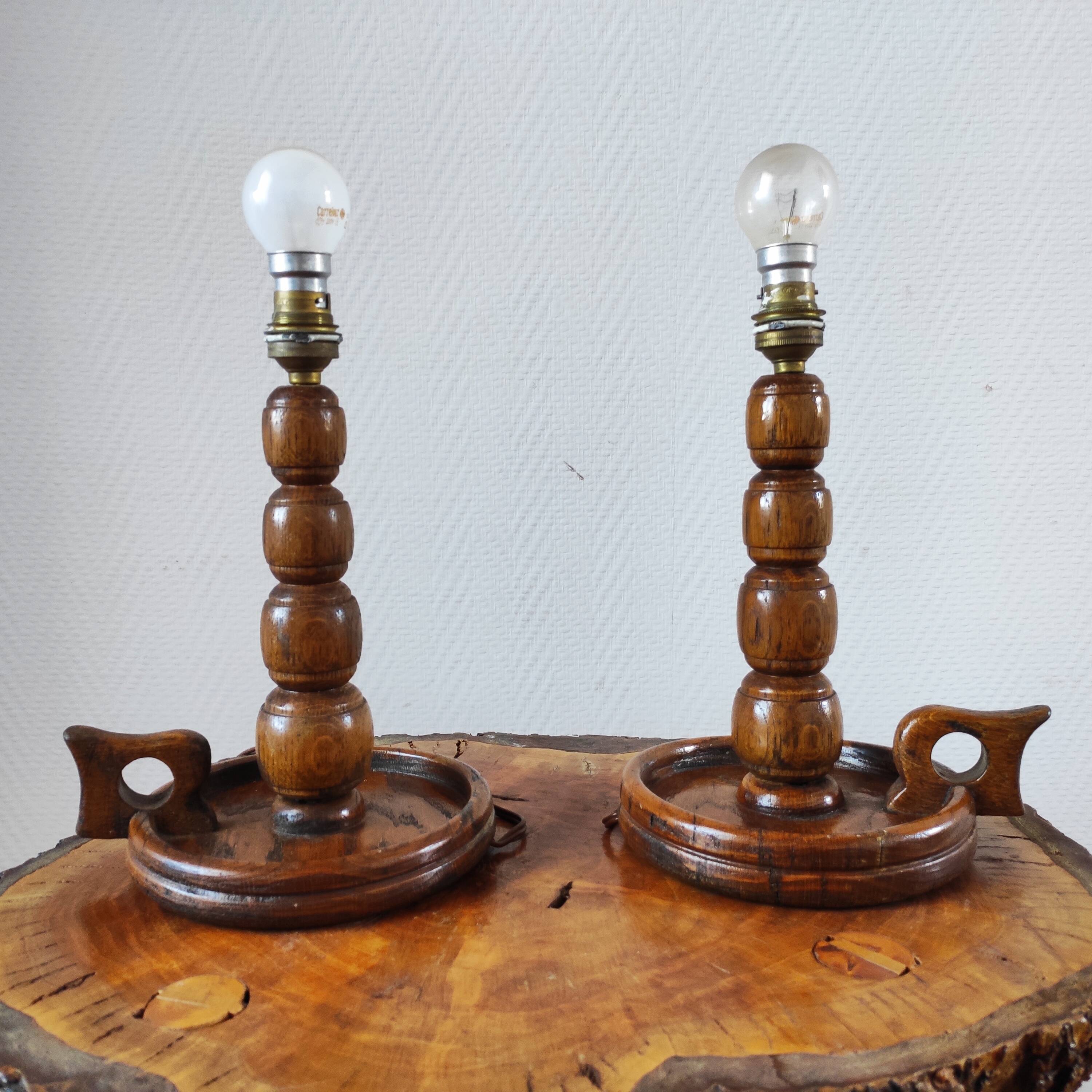 Pair of vintage brutalist lamps 1950/60