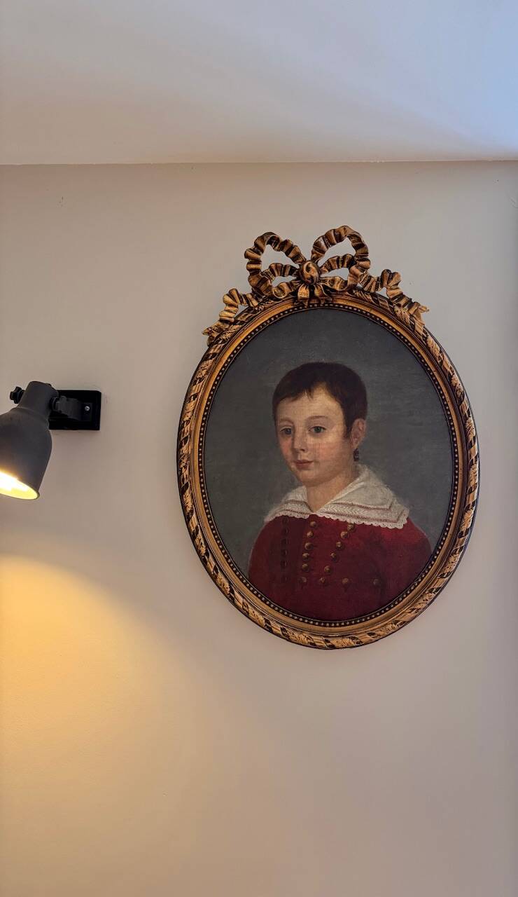 Old painting, portrait of a young boy 19th century