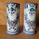 Pair of Gien earthenware roller vases with Rouen decoration