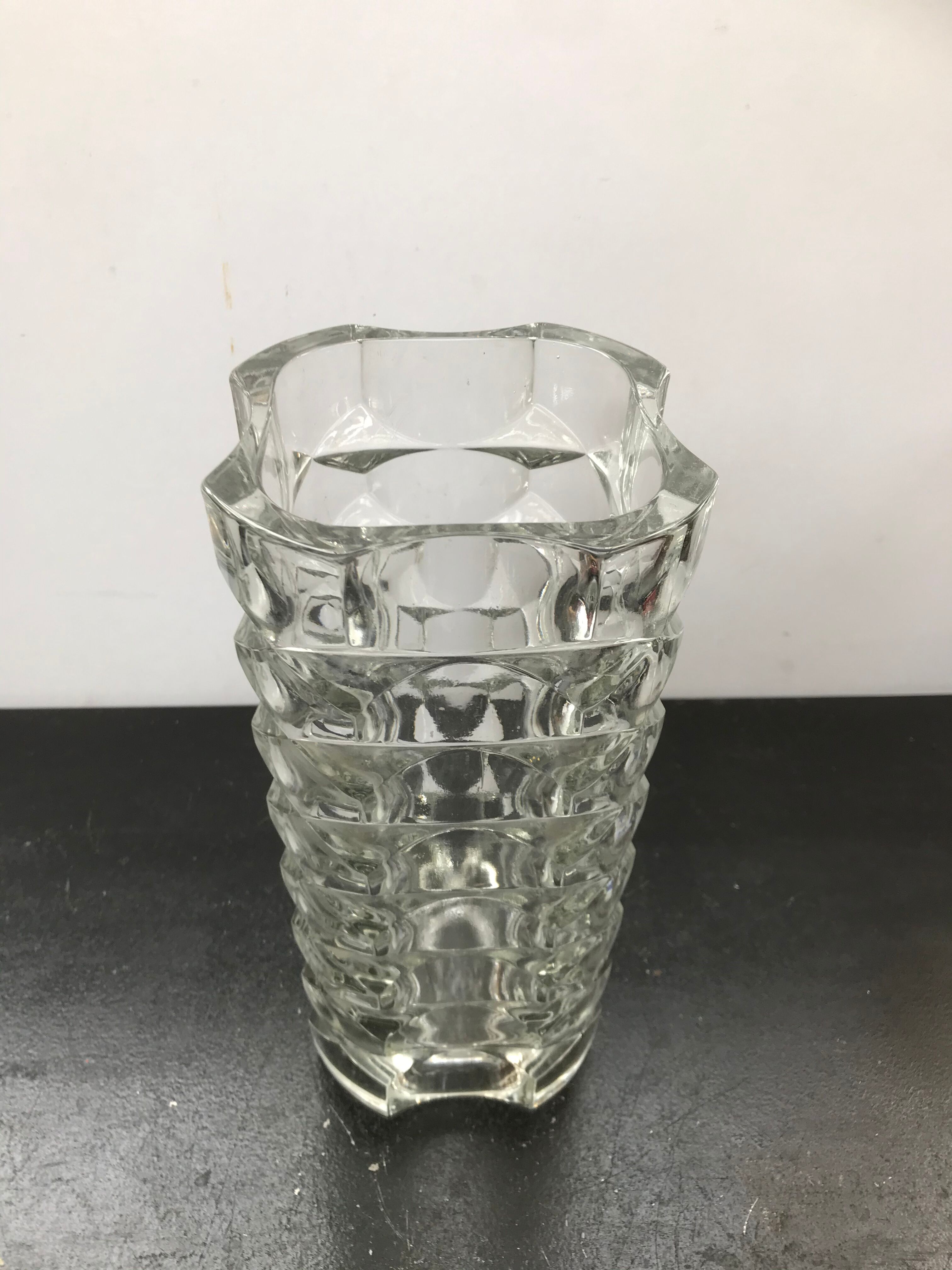 Old vase glass moulded grand vintage model