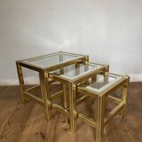 70s design nesting tables in metal and glass