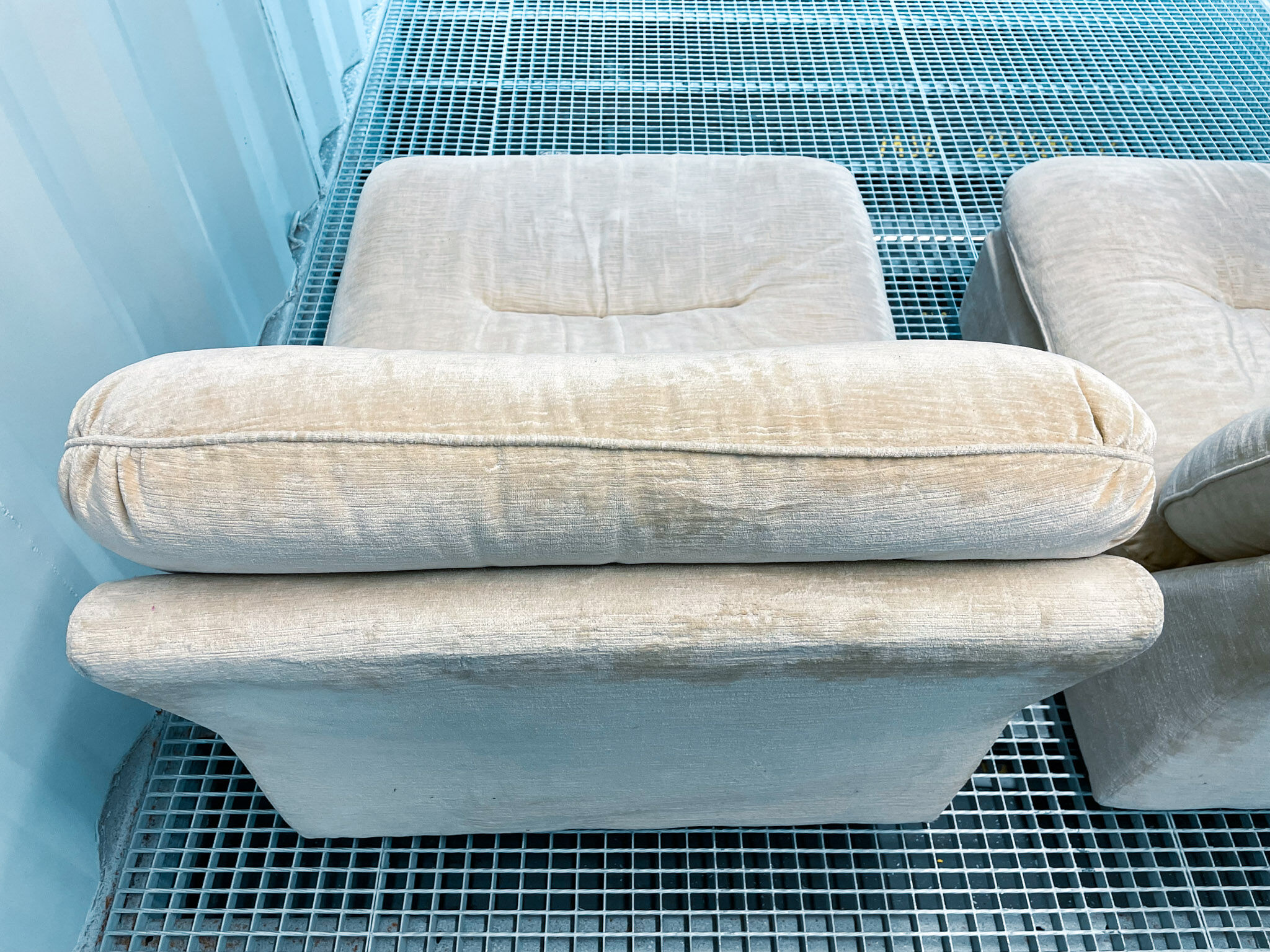 Pair of vintage beige velvet chairs