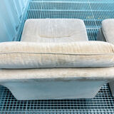 Pair of vintage beige velvet chairs