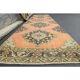 1970s Turkish Oushak Handmade Wool Cotton Orange Runner 98x378