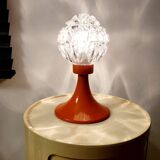 Vintage space age tafellamp uit de jaren 60 met lampenkap in glas
