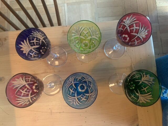 6 verres de couleurs saint Louis