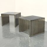 Eichholtz Carlisle side table in polished stainless steel