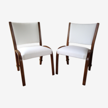 Paire de chaises Bow-Wood restaurées edition Steiner circa 1950