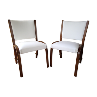 Pair of bow-Wood chairs restored Steiner edition circa 50's