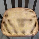 Set of 4 vintage wooden design dining/bistro chairs with woven seats
