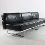 Magnifique canapé trois places LC5 en cuir noir de Cassina