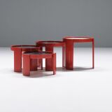 Stunning Nesting tables 780 in rare red by Gianfranco Frattini for Cassina Italy