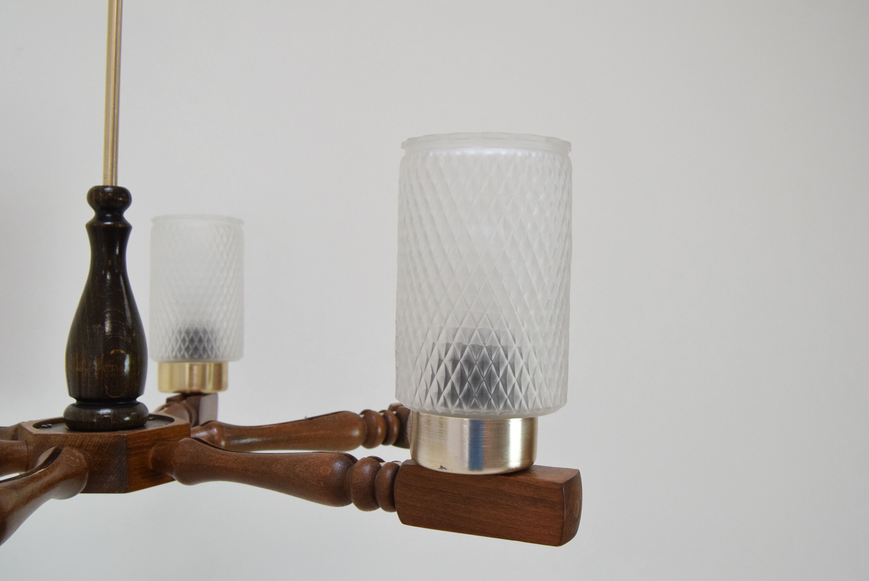 Mid-century wood chandelier  by Inva Litomerice,1970's