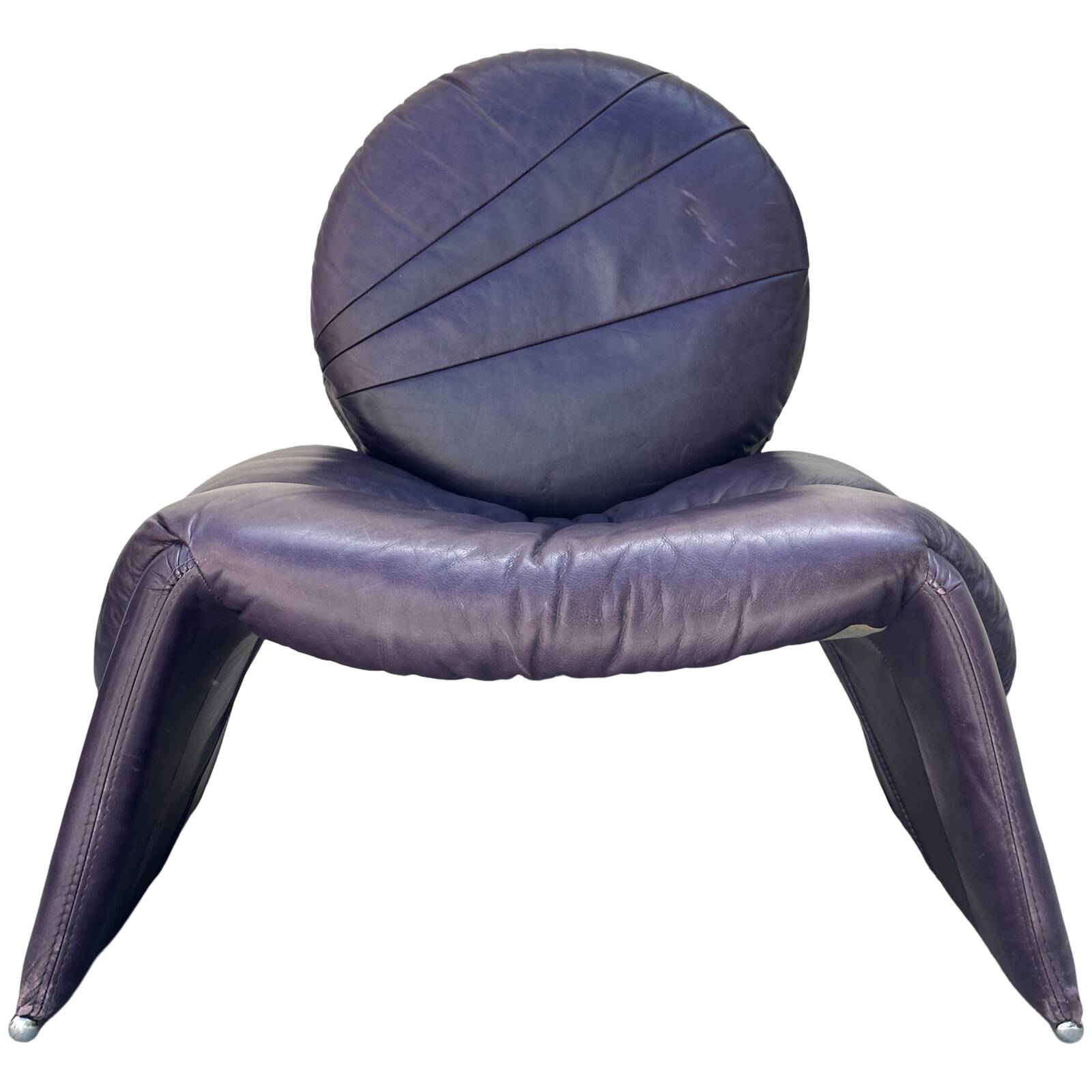 Italian Leather Calipso Armchair by Vittorio Introini for Saporiti, 1970s