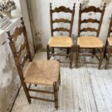 Set of rustic Provençal mulched chairs
