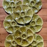 Set of 8 oyster plates in barbotine