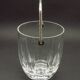 Vintage French Heavy Cut Glass Ice Bucket Silver Metal Carry Handle 4504