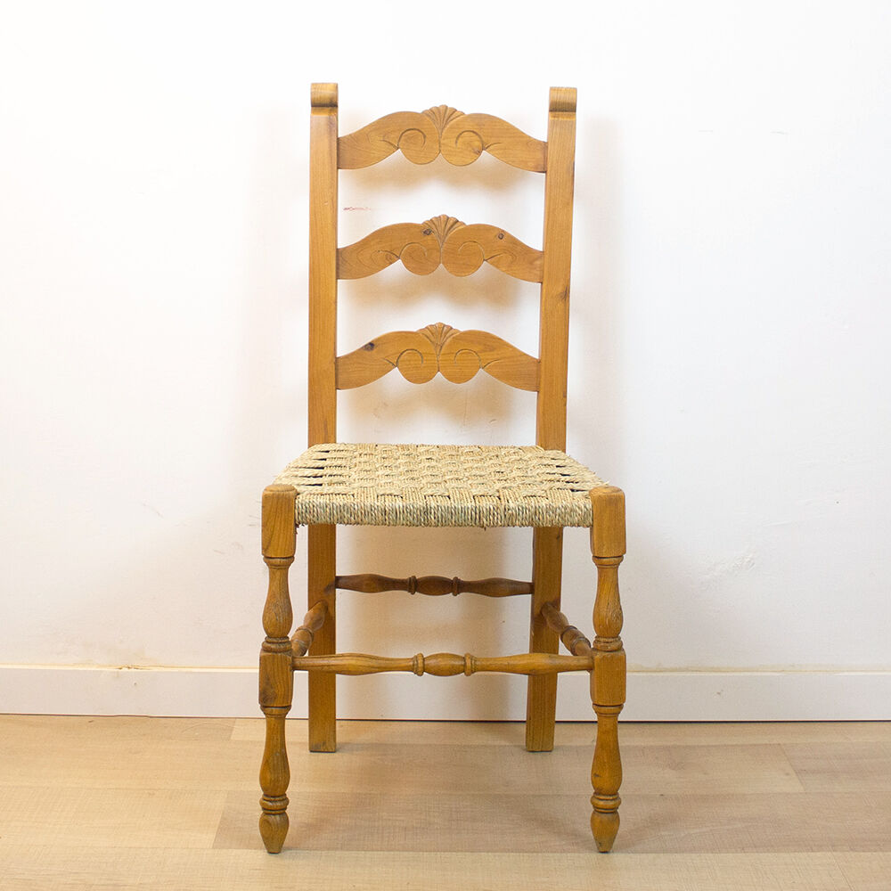 Rustic Chair With Woven Seat, Spain, 1950's
