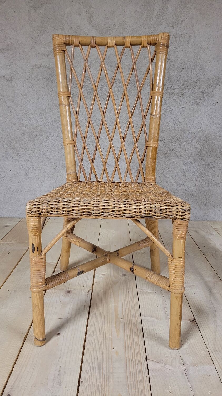 Vintage rattan office chair - 1950s