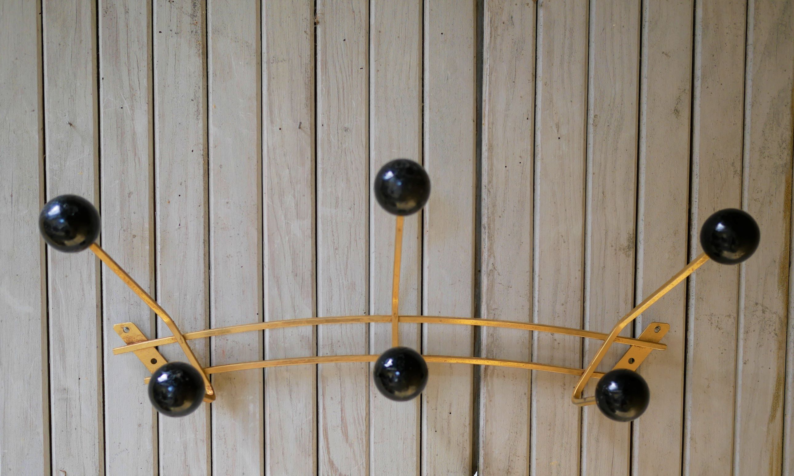 Porte-manteau mural vintage noir et doré