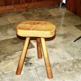 Vintage tripod stool in solid elm denmark 1960s