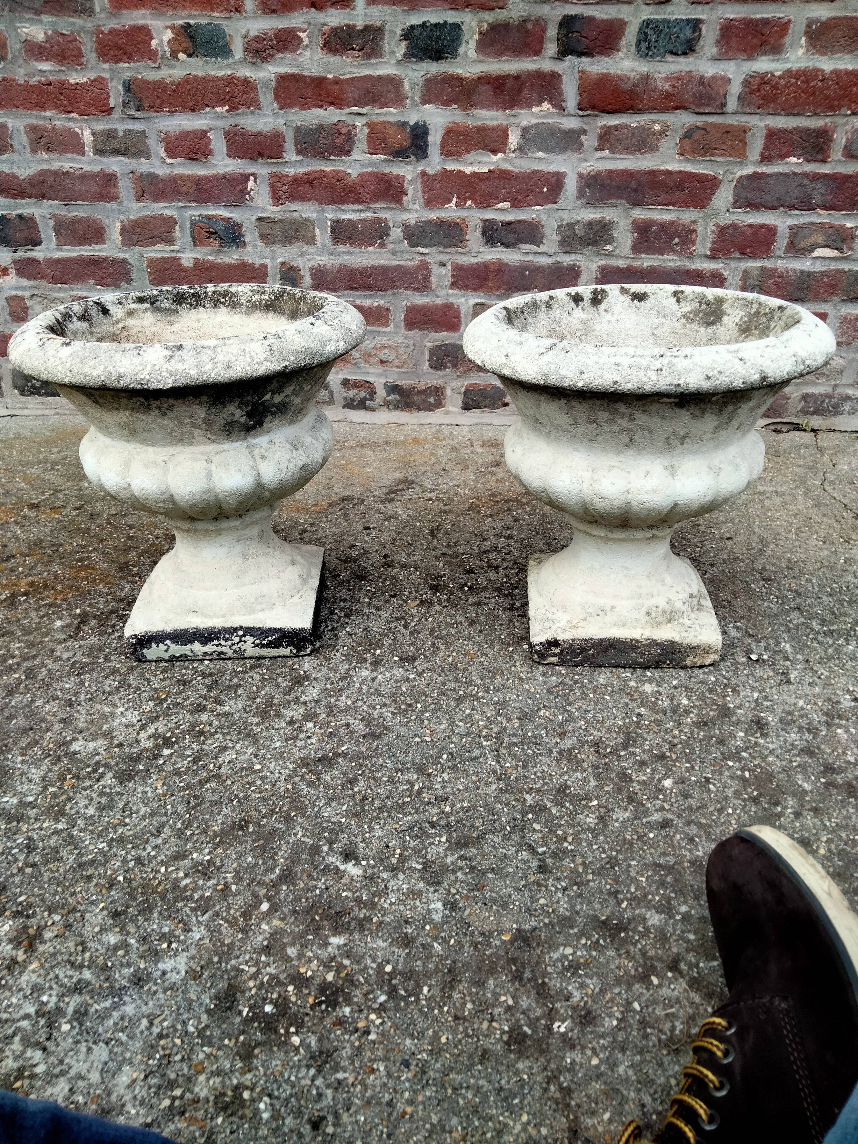 Pair of Medici vintage antique stone planters