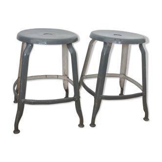 Lot of Two Nicolle Industrial Tabourets