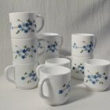 Set of 10 Arcopal espresso coffee cups - Forget-me-not pattern