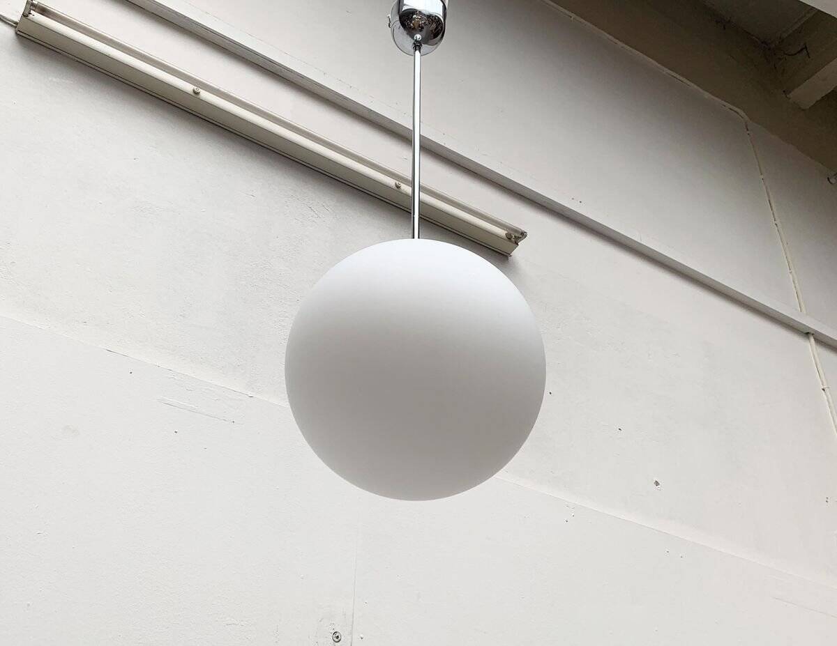 Vintage glass ball pendant lamp in German space style by Limburg.