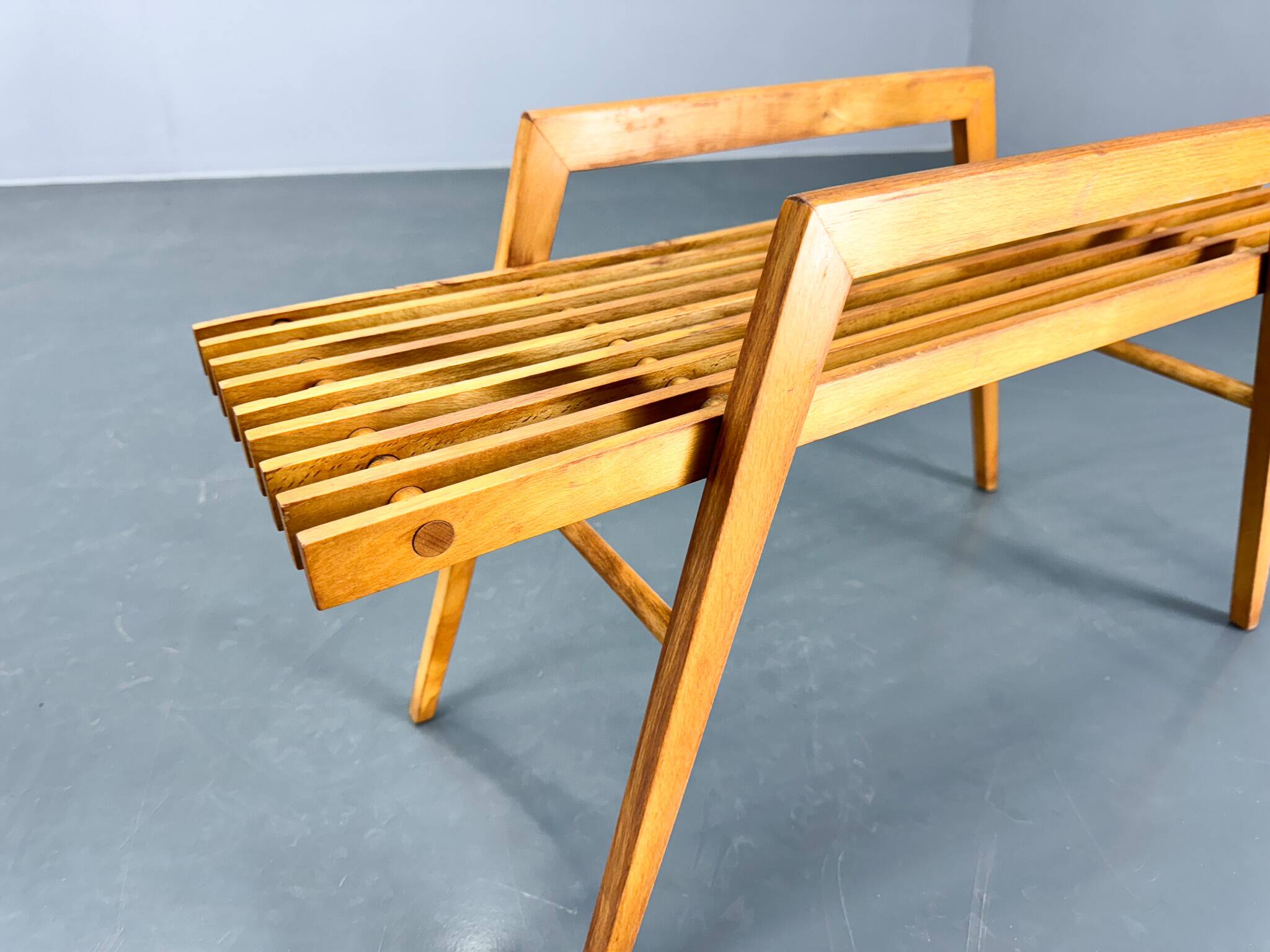 Mid Century Slatted Flower Stand, Czechoslovakia