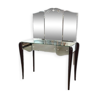 Dressing Table in Mirrors and Blackened Wood, Art Deco – 1940