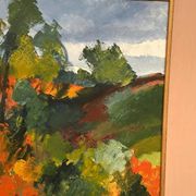 Swedish Oil on Canvas "Autumn Landscape" by Stig Hallblom, Vintage & Framed