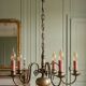 Magnificent Vintage Dutch Chandelier in Patinated Brass – 5 Arms