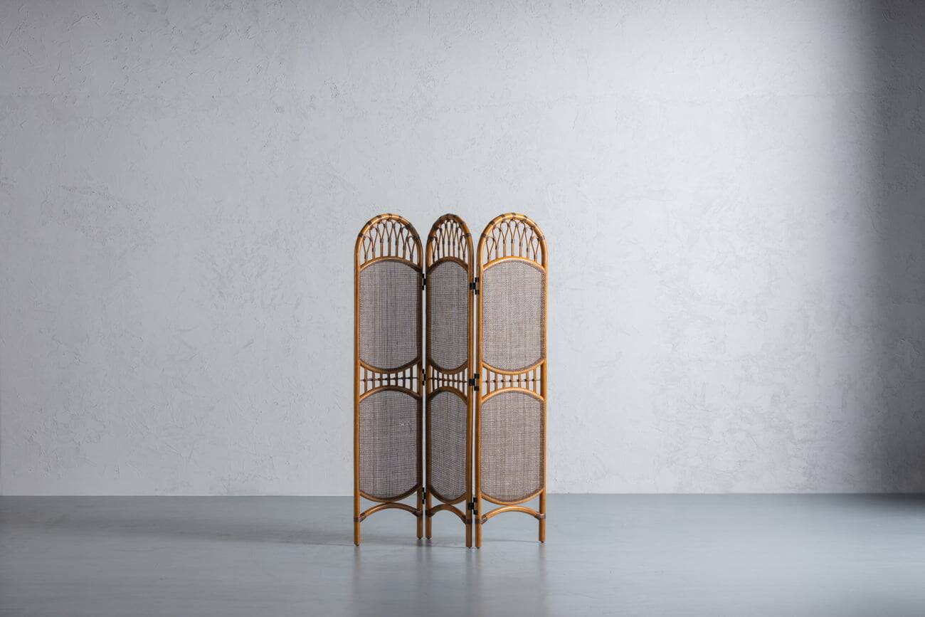 Mid-century room divider in bamboo and cane, Denmark, 1970s