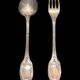 Fork and soup spoon in silver metal in their box from the brand "CERAVER OSTEAL"