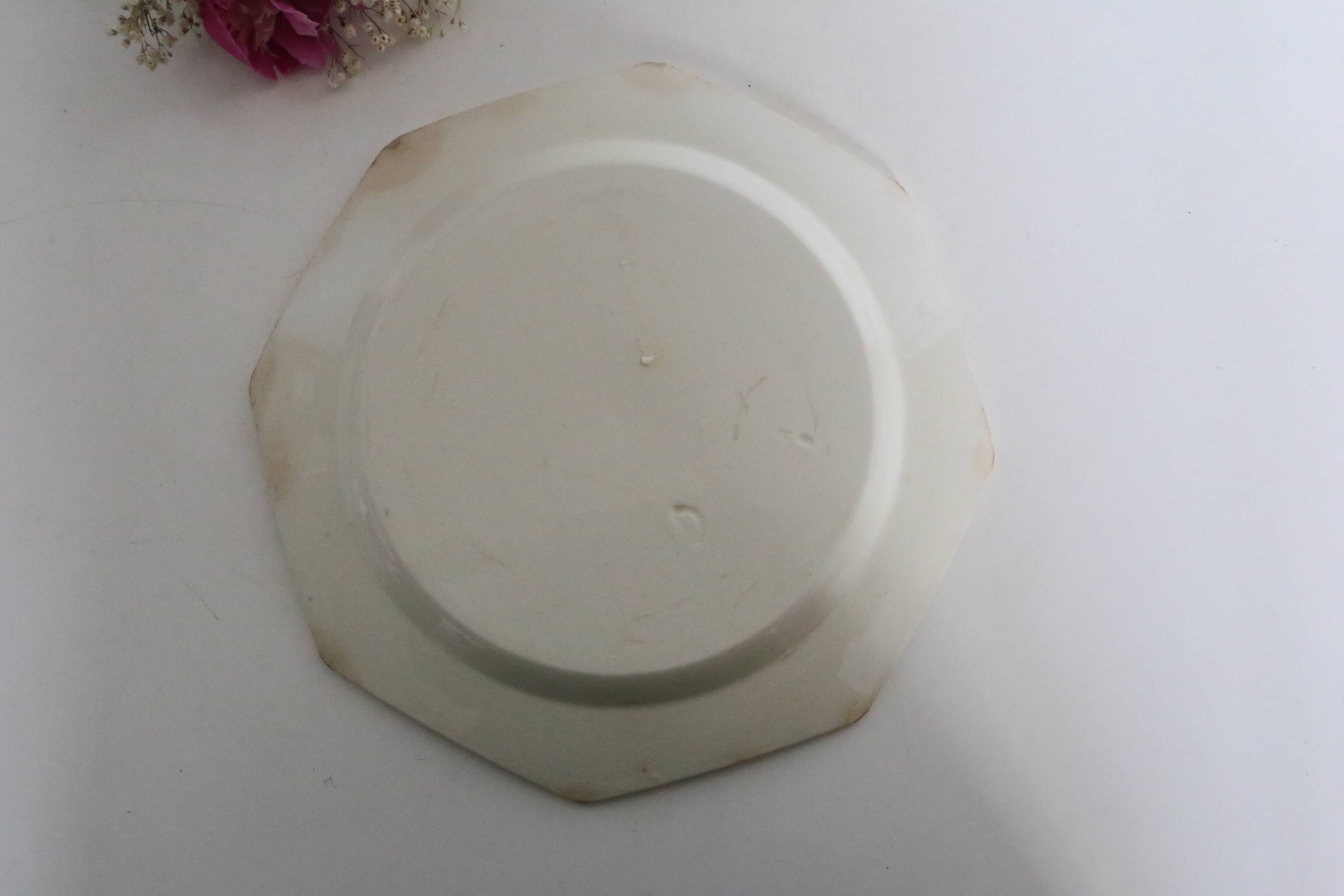 Creil and Montereau plates, 19th century, Perle model, ivory / set of 4