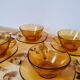 Quatre tasses café Vereco ambré vintage soucoupes