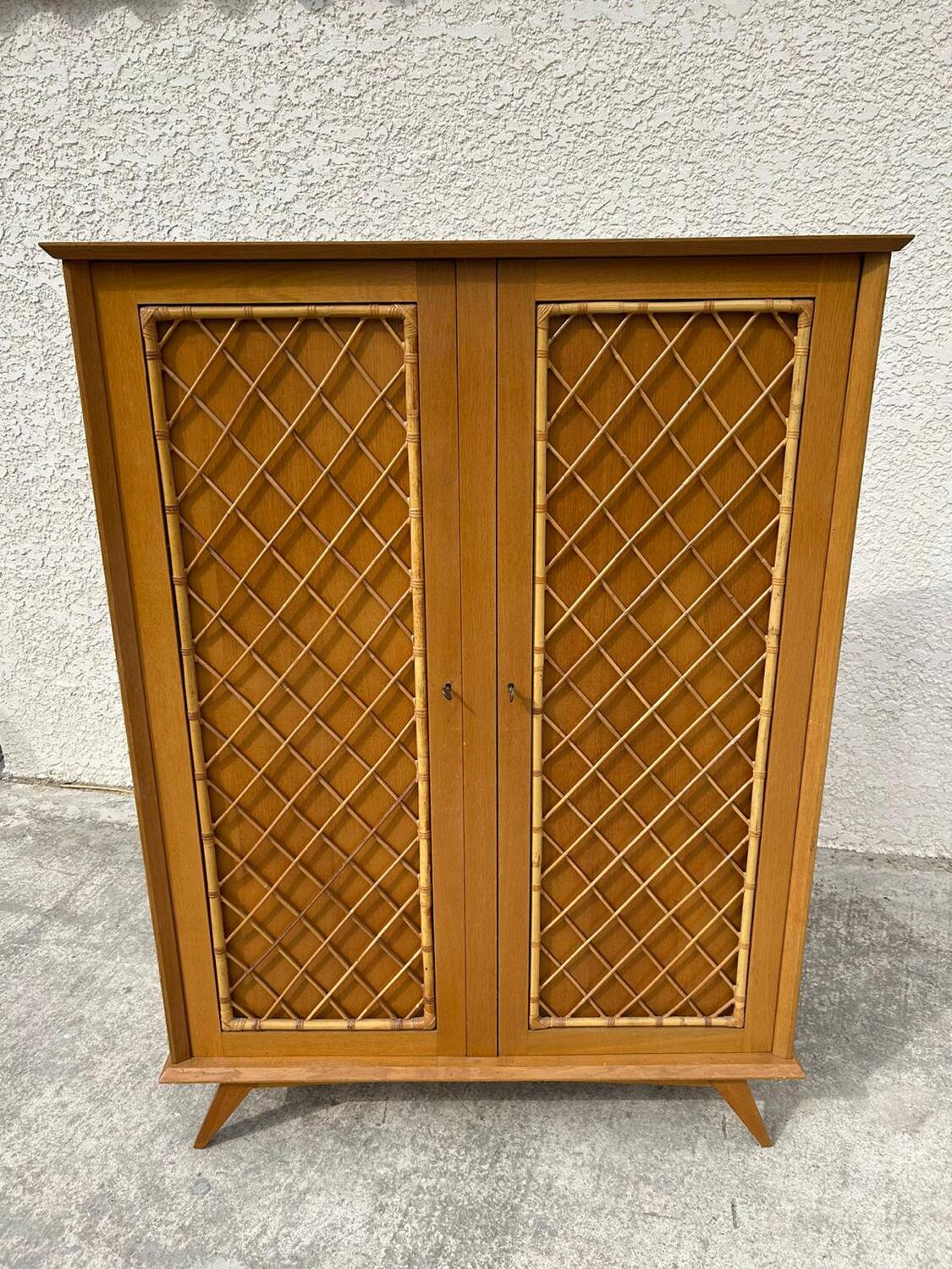 Rattan style wooden cabinet