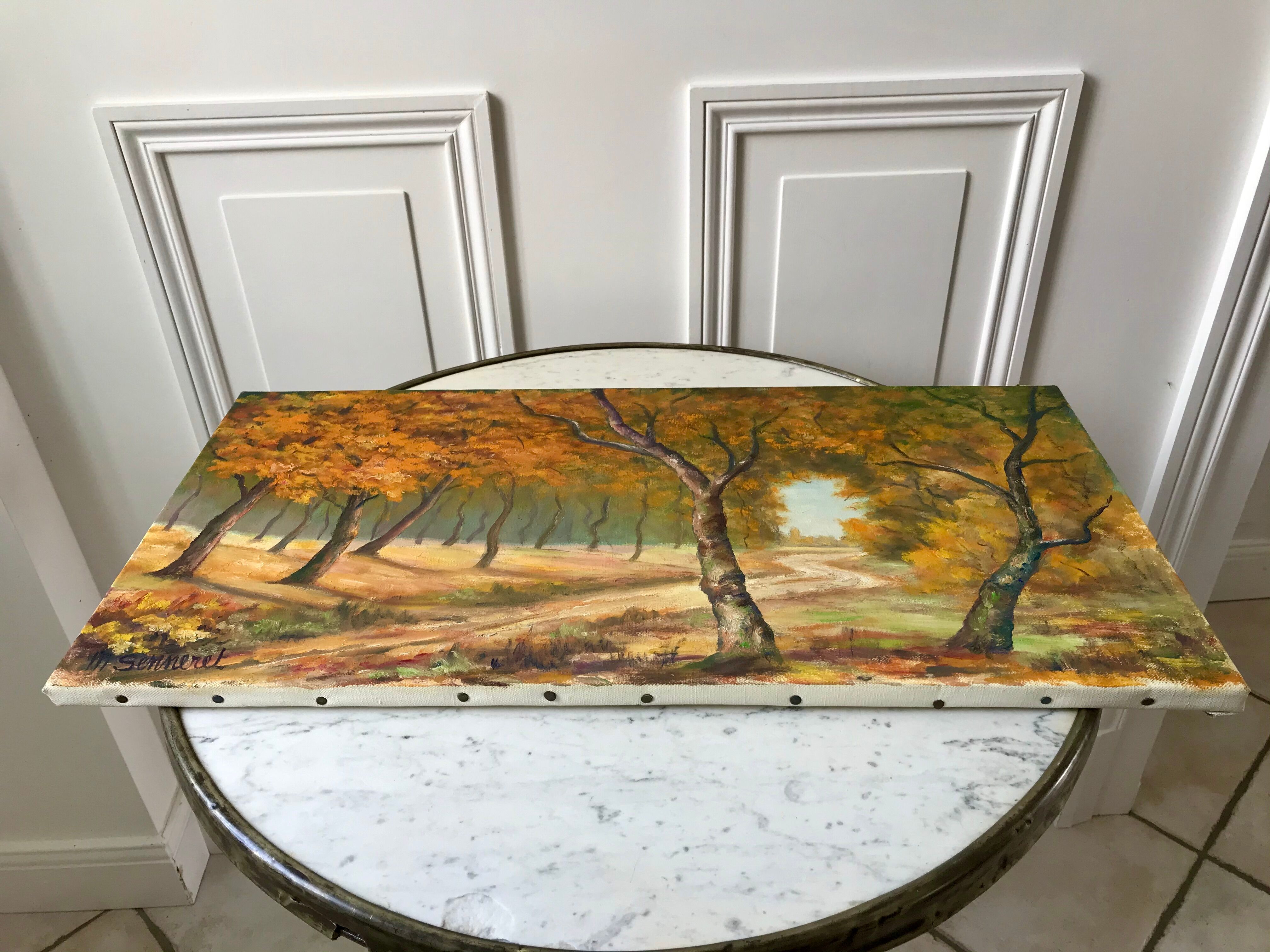 oil painting on canvas autumnal landscape signed "Senneret" vintage