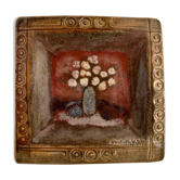 Voldemar Volkoff Vallauris polychrome enamelled sandstone dish