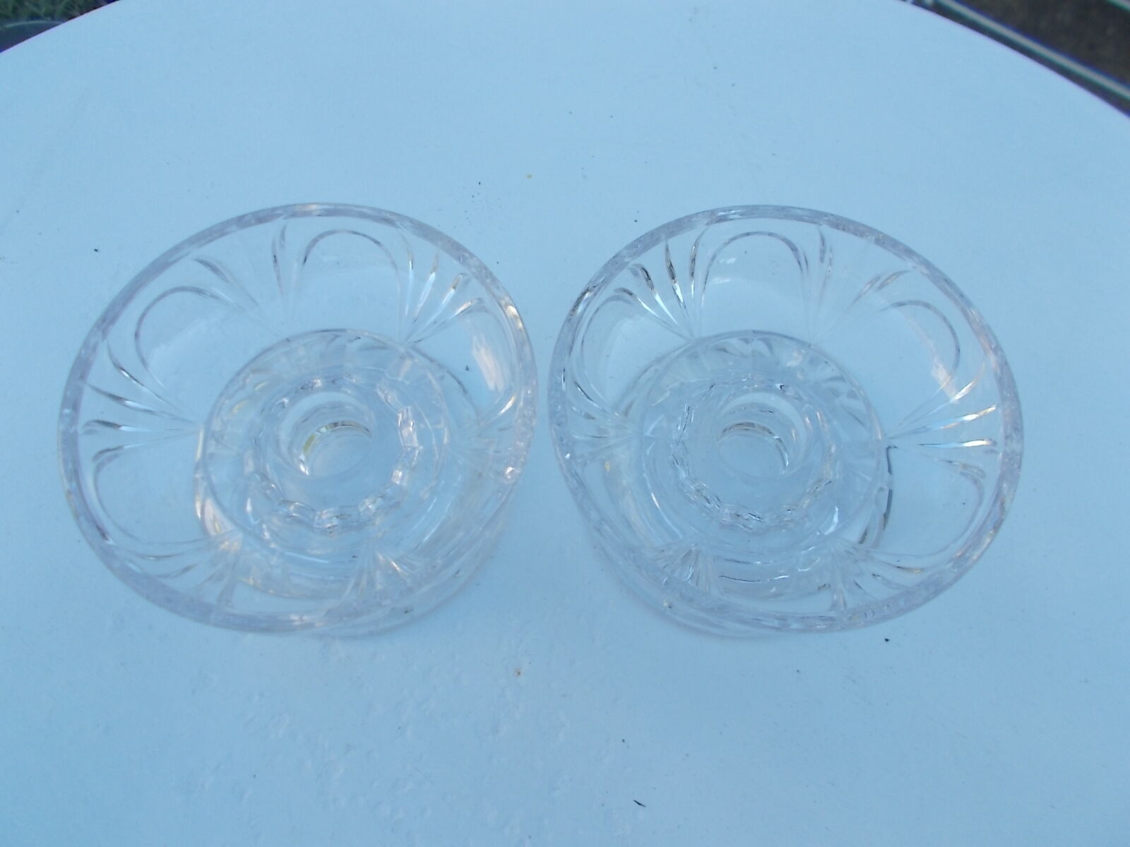 Pair of glass candlesticks