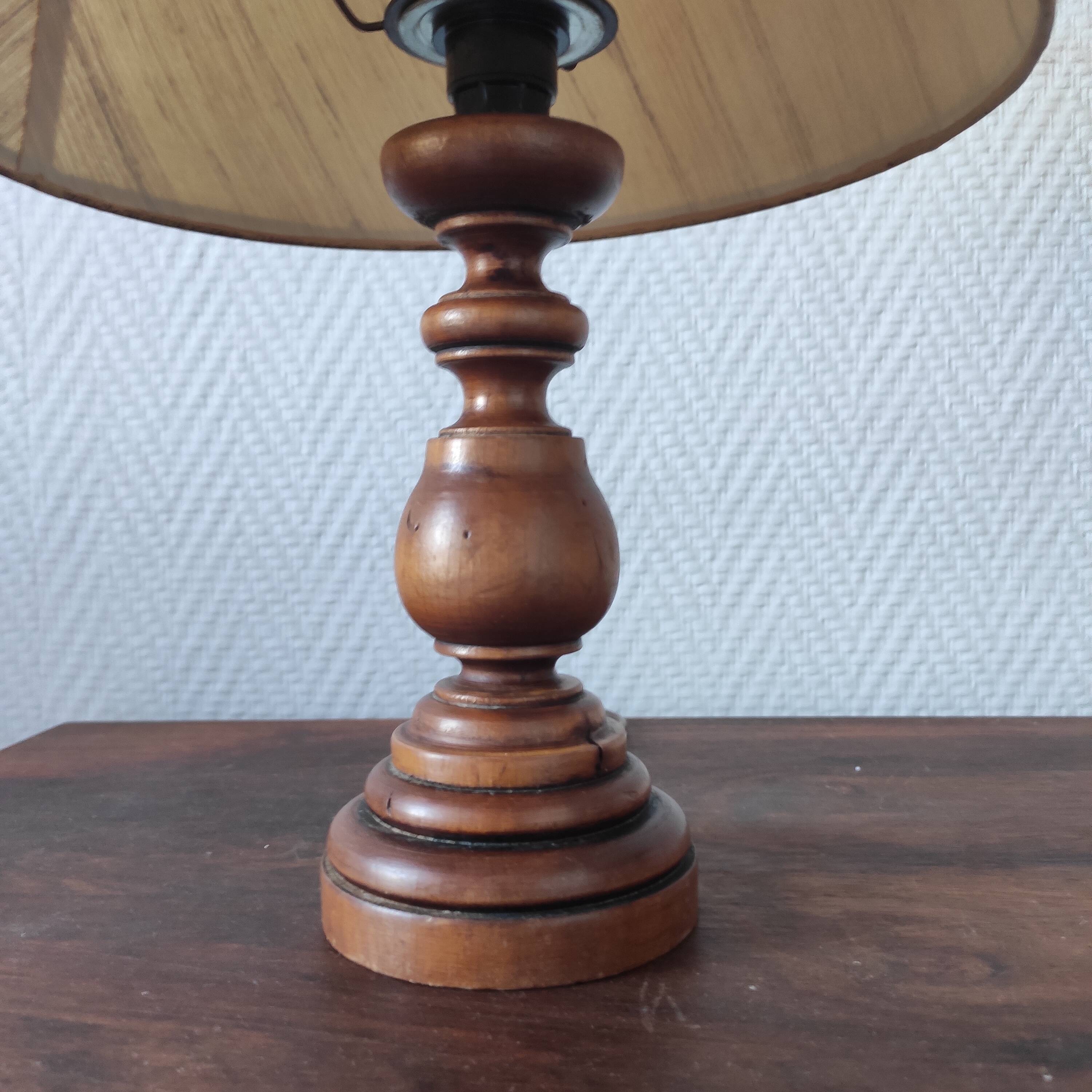 Pair of vintage turned wood lamps